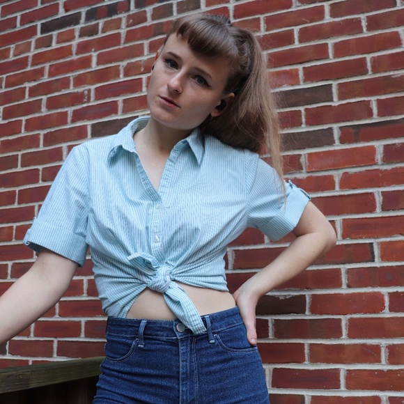 RETRO CANDY STRIPE BLOUSE - Picture 1 of 7